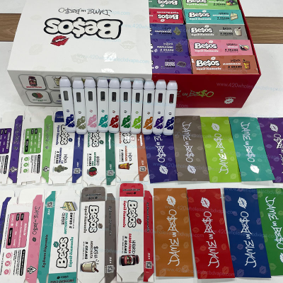 Besos 2G disposable Vape Pen Rechargeable Battery 2ml Empty Thick Oil Carts with 10 Strains